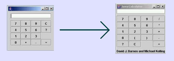 Calculator GUI before and after
